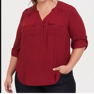 Torrid Harper Georgette Pullover 3/4 Sleeve Blouse size 4X